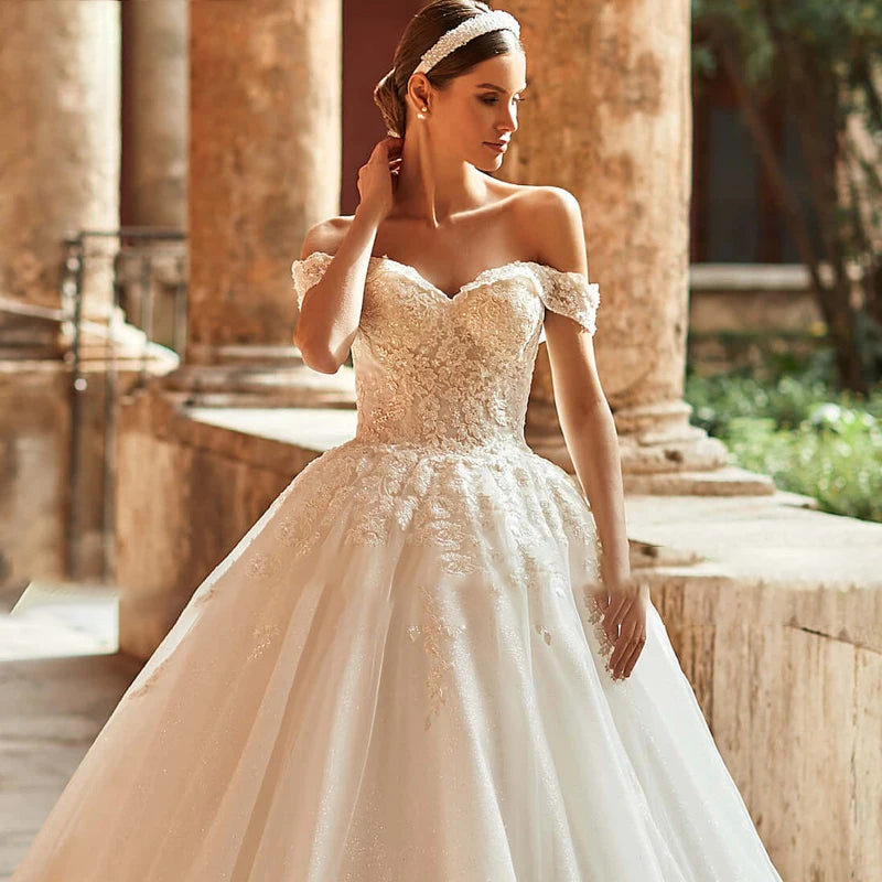 Adoly Mey 2024 Appliqué Tulle A-Line Wedding Dress with Sweetheart Neckline, White / 2