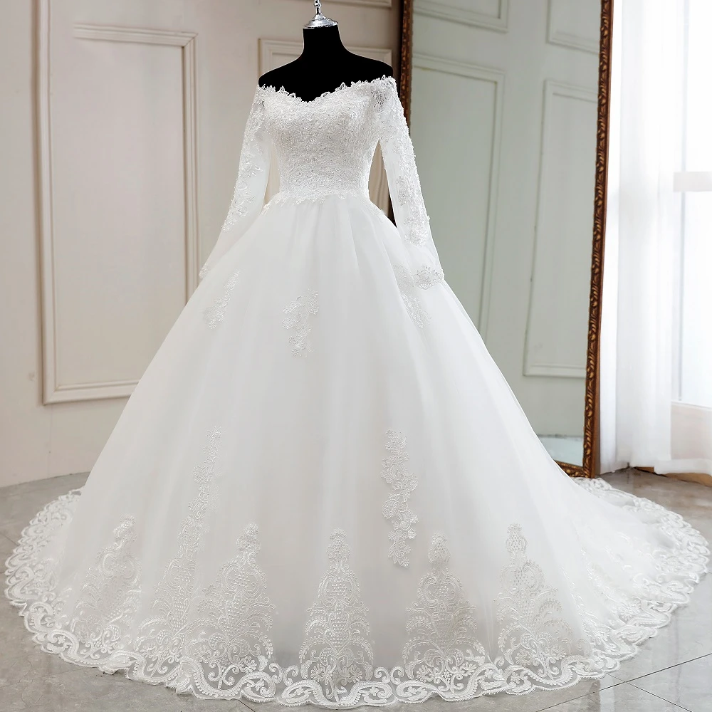 Sexy Luxury Elegant Long Sleeve Wedding Dress Boho Marriage Bridal Gow   Elsi John