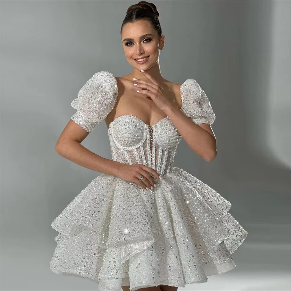 strapless open back dress Strapless Princess A-Line Short Wedding Dress main image 1