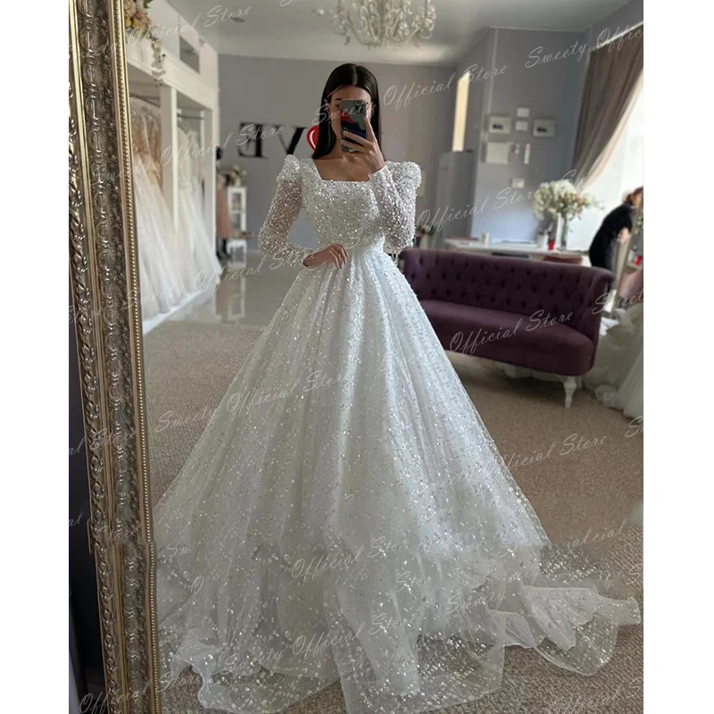 Luxurious Wedding Gowns With Beading Princess A-line Ball Gown