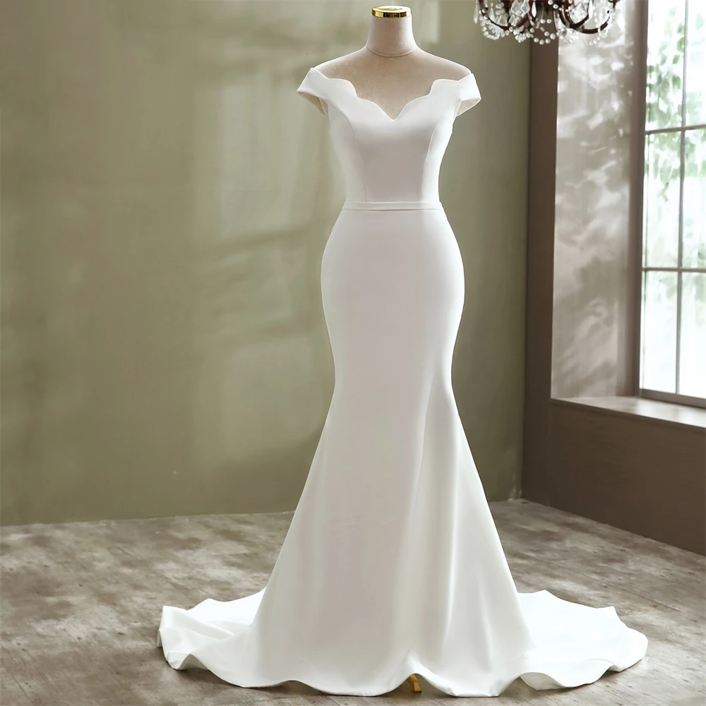 Elegant Sexy Simple Style Boat Neck Mermaid Wedding Dress Bridal Gown   Elsi John