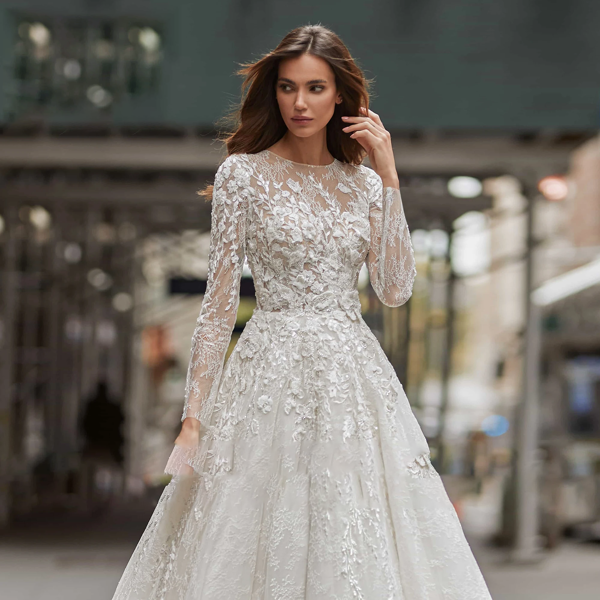 long sleeve scoop neck wedding dress A-Line Dresses Sequinned Illusion Beading Br – Elsi John Ugitopi Baby Girls Toddler And the botanical lace Maternity outfits Size:58 Regular Jacket