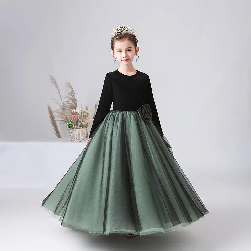 Flower Girl Dress Velvet Princess Birthday Party Formal Pageant Gown f –  Elsi John