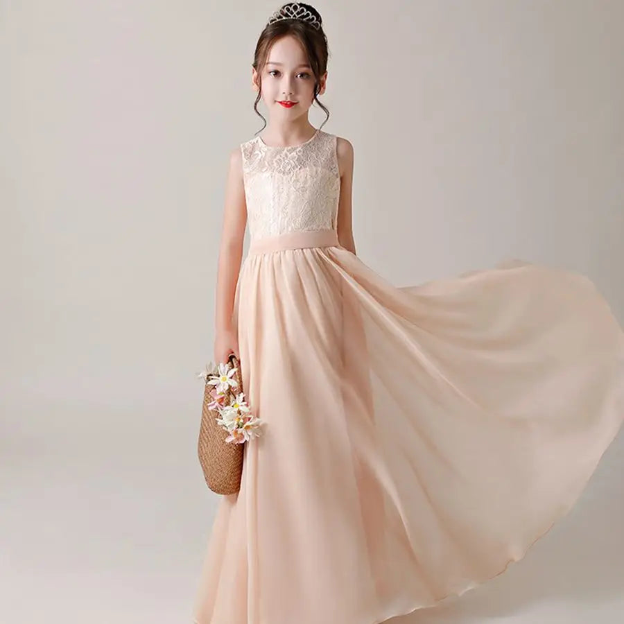 sachin and babi light blue dress Chiffon Lace Girls Dress Elegant Birthday Party Pageant Junior Bridesm –  Elsi John