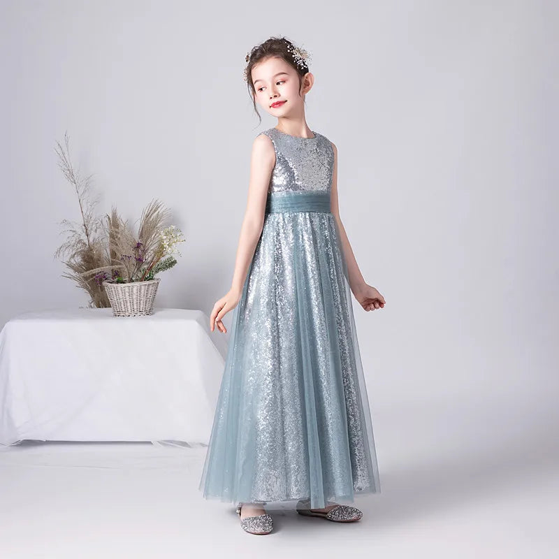 tulle junior bridesmaid dress Dusty Blue Tulle Flower Girl Dresses, A-line Little Girl Dresses, Affo –  Wish Gown main image 0