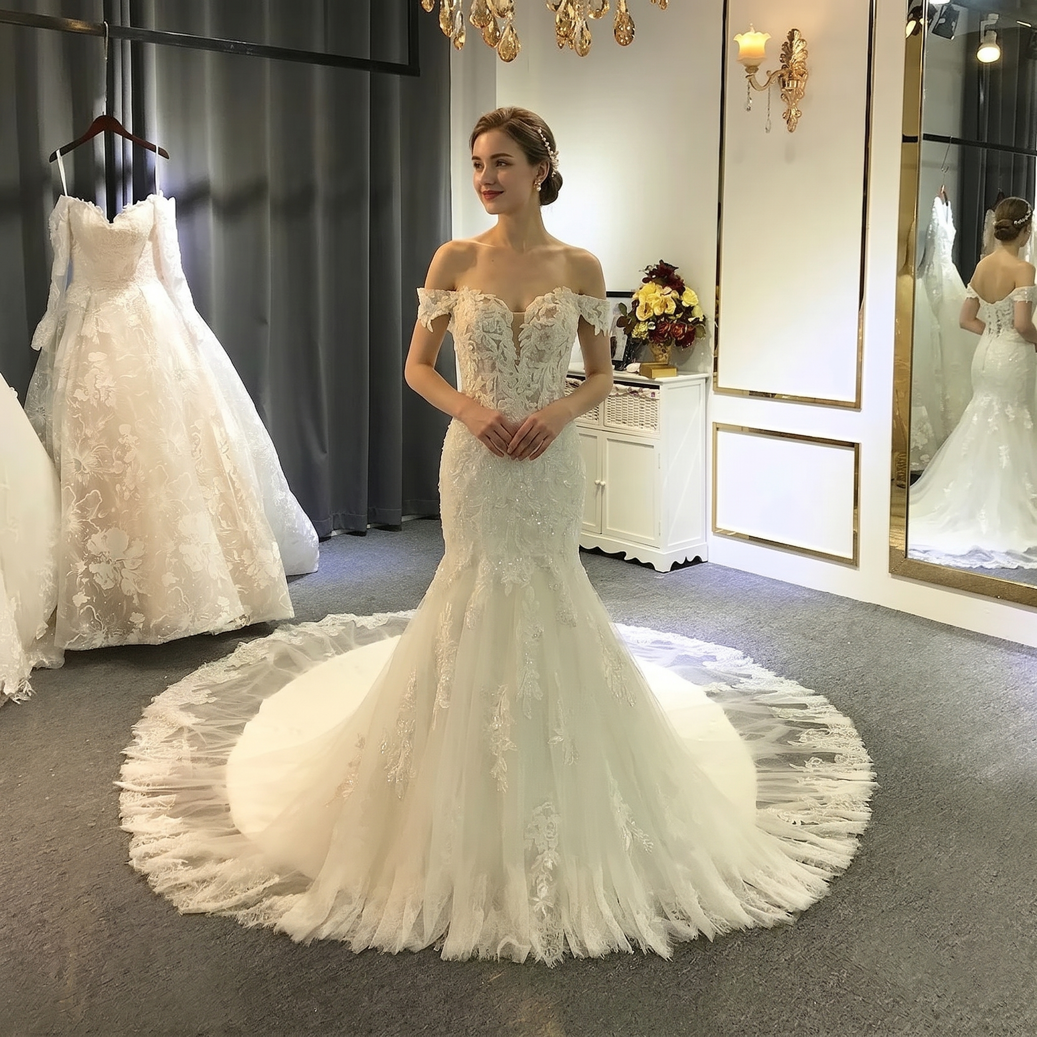 Off-Shoulder Beach Wedding Dress – Elegant Strappy Bridal Gown for Mar – Elsi John