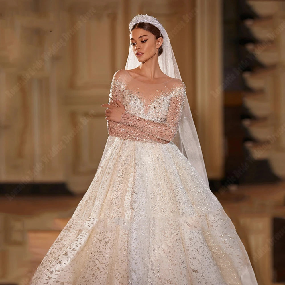 knee length dresses for ladies KatrinFAVORboutique-Embroidered a-line sparkle wedding dress – Katrin FAVOR  boutique main image 1