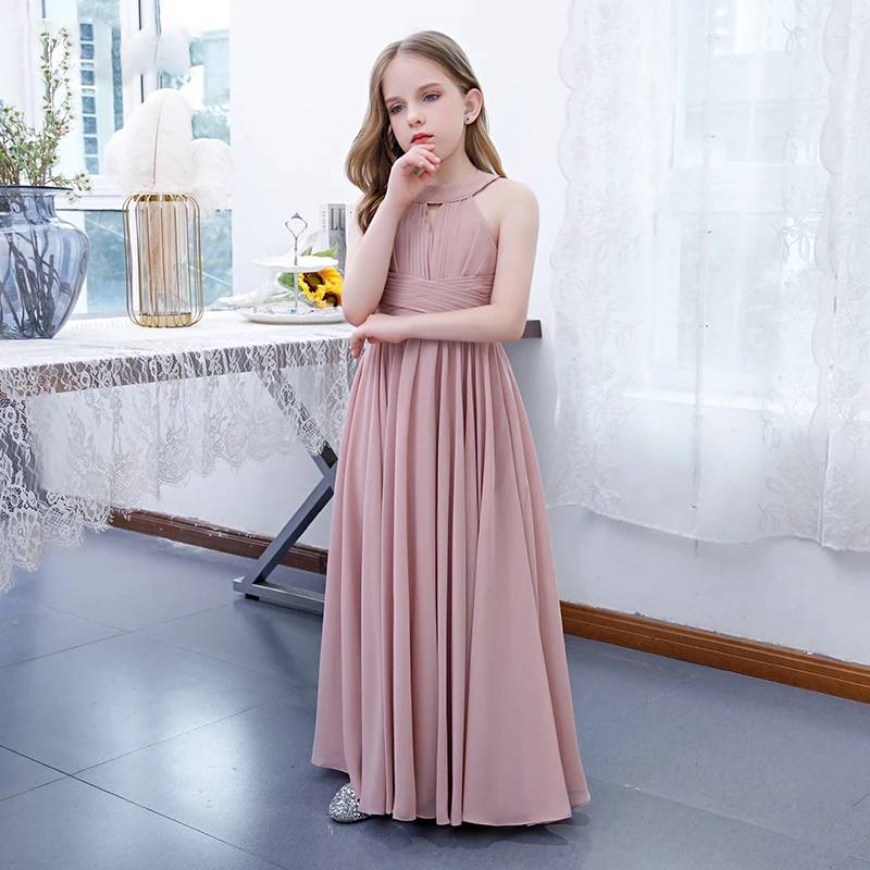 Dusty Rose Chiffon Halter Pleated Flower Girl Bridesmaid Dress Sleevel Elsi John Dusty Rose Chiffon Halter Pleated Flower Girl Bridesmaid Dress Sleevel Elsi John