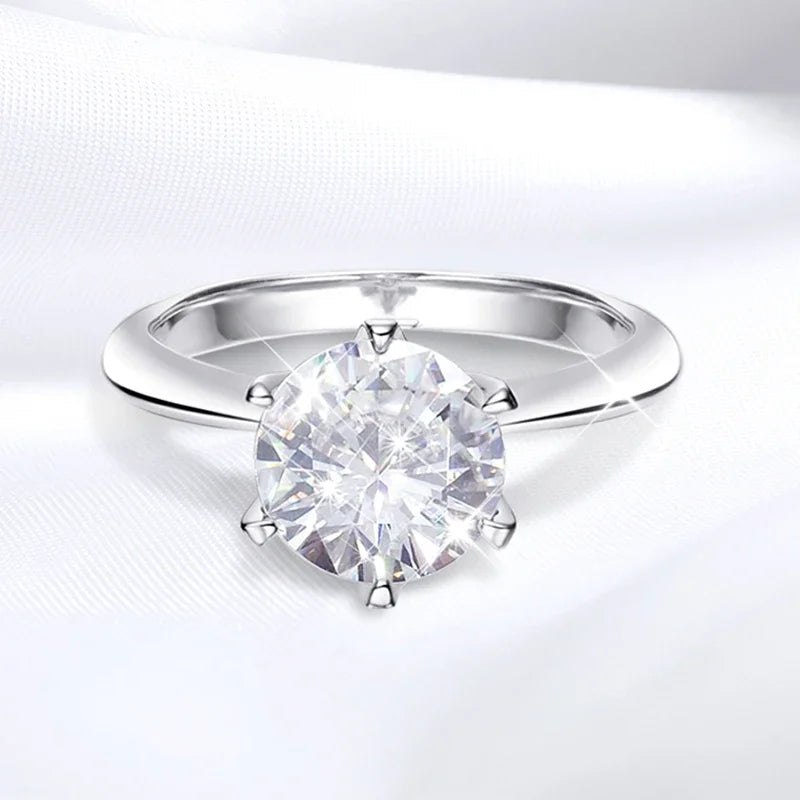 925 Sterling Silver 1/5 Carat Diamond Round Promise Ring - Sizable, 6.2mm Width