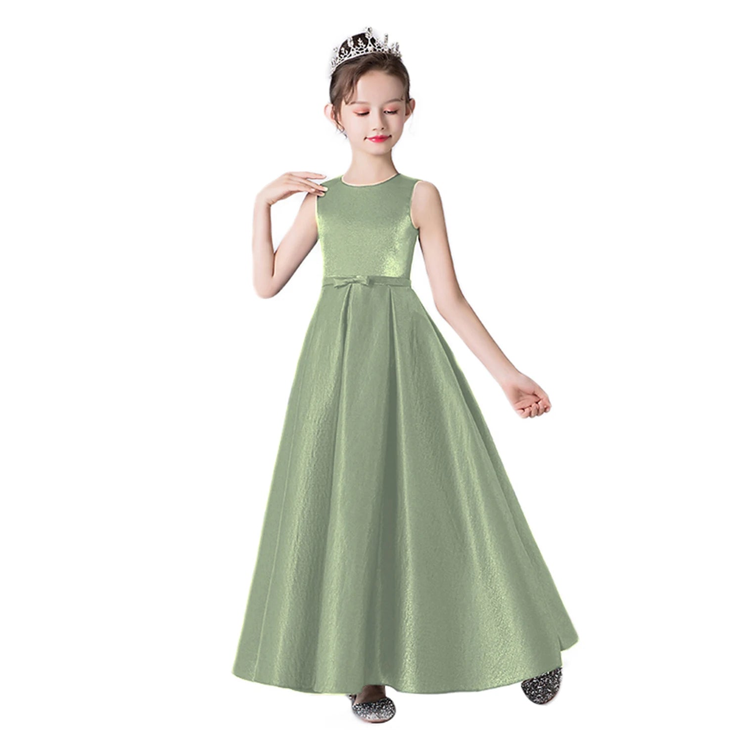 Sage Green Junior Bridesmaid Dress Elegant Princess Party Gown for Gir Elsi John Sage Green Junior Bridesmaid Dress Elegant Princess Party Gown for Gir Elsi John
