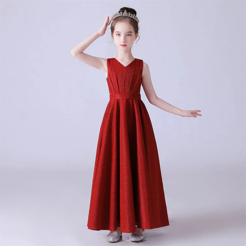 Shiny Pleat Junior Bridesmaid Dress Sleeveless Flower Girl Dress Elsi John Shiny Pleat Junior Bridesmaid Dress Sleeveless Flower Girl Dress Elsi John