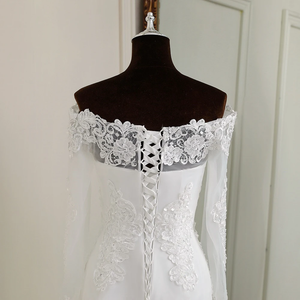 Long sleeve Applique Mermaid Wedding Dress Bridal Gown