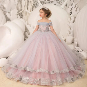 Off the Shoulder Princess Ball Gown Luscious Tulle Girls Dress
