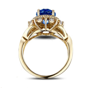 Blue 1.98ct Tanzanite 0.59ct H SI Diamond Ring 14k Yellow Gold