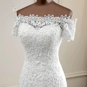 Lace Wedding Dress Mermaid Wedding Gown Off the Shoulder Bridal Gown