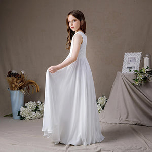 Floor Length Sleeveless Flower Girl White Dress