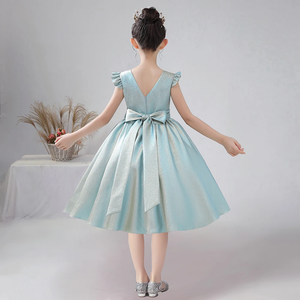 Short Sparkly Satin Girl Dress Knee Length Pageant Gown