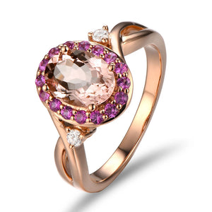 Oval Morganite & Diamond Rose Gold Ring