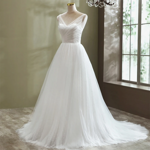 Elegant A-line Style Tulle Wedding Dress Bridal Gown Marriage Beach Dress