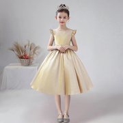 Short Sparkly Satin Girl Dress Knee Length Pageant Gown