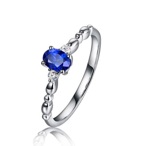 Natural  Blue 0.55ct Sapphire Diamond 14k White Gold  Ring