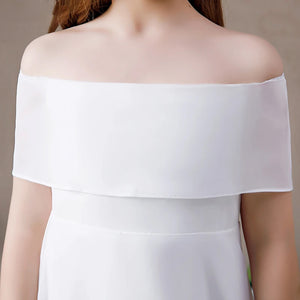White Off The Shoulder Chiffon Girl Dress