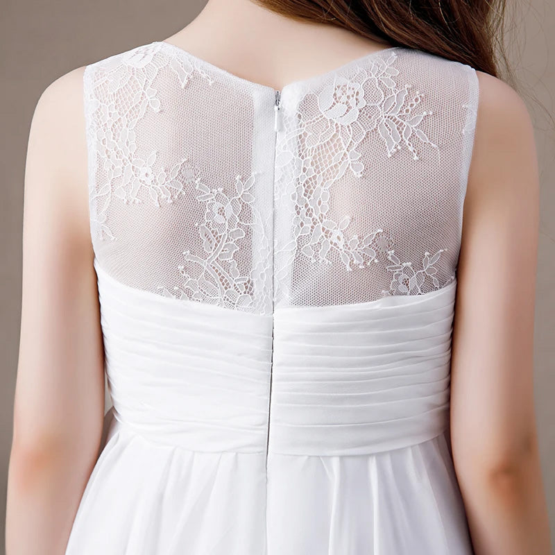 Lace Pleated Chiffon A-Line Girls Dress