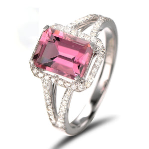 Natural 1.72ct Tourmaline Halo H SI Diamond 18kt White Gold Engagement Ring