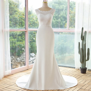Elegant Simple Style Lace Mermaid Sleeveless Wedding Dresses