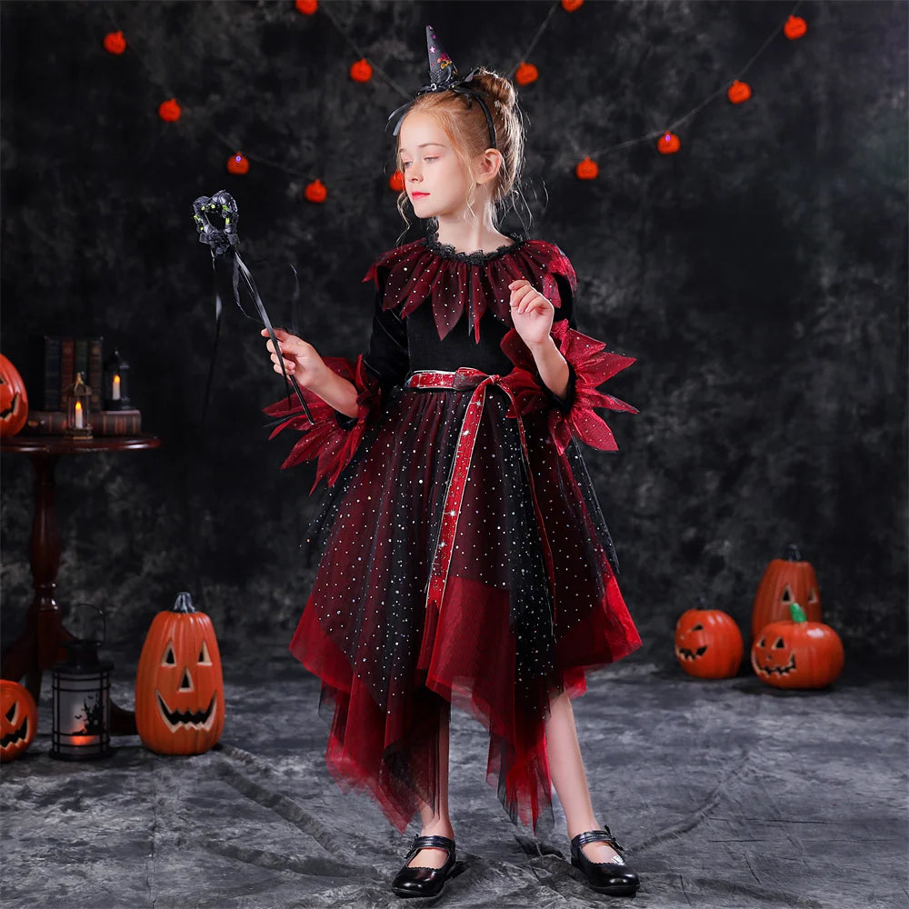 Baby Girls Halloween Witch Vampire Princess Costume Dress for Kids