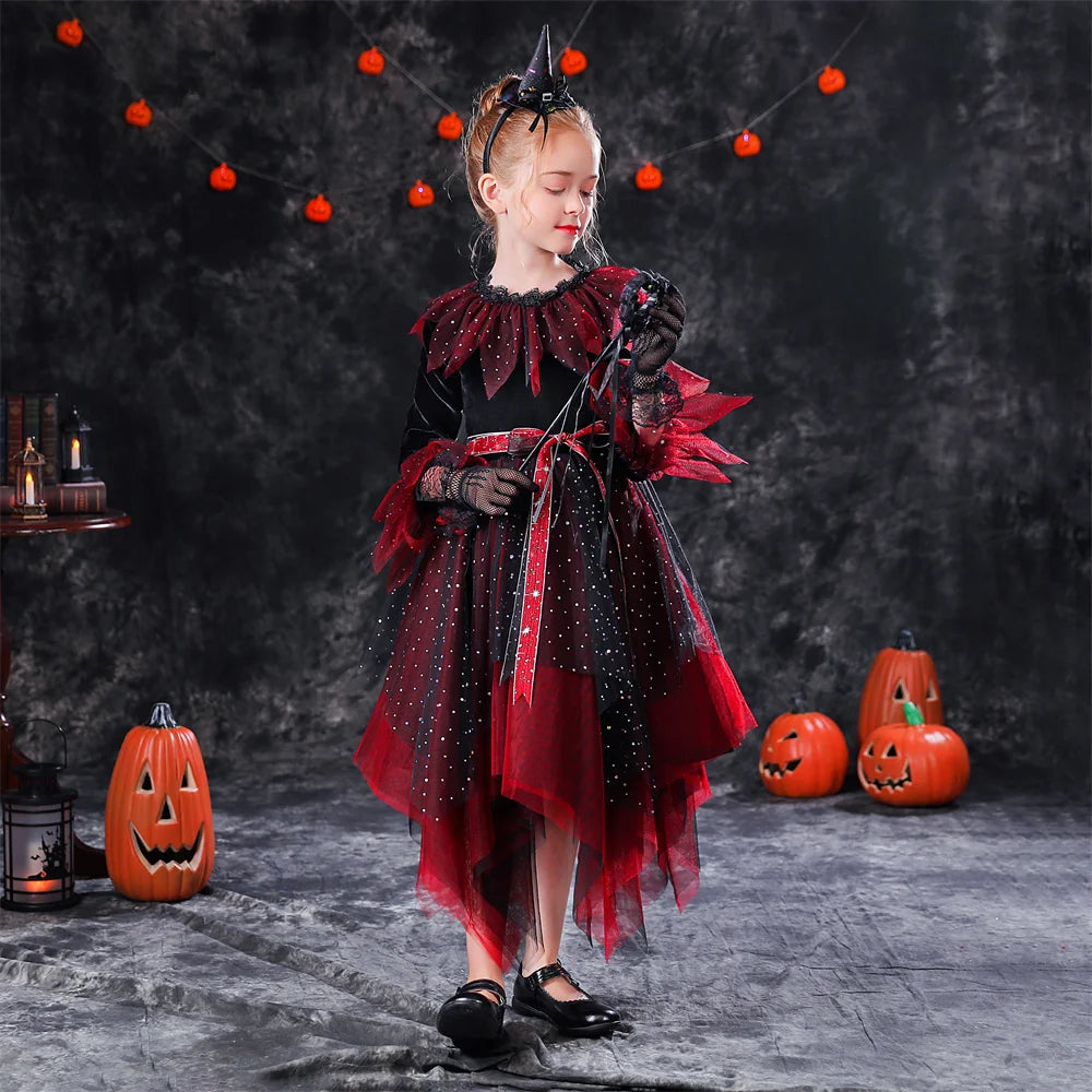 Baby Girls Halloween Witch Vampire Princess Costume Dress for Kids