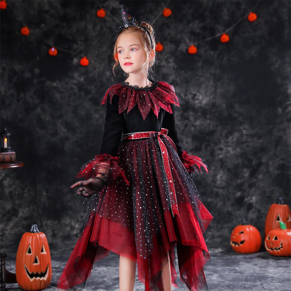 Baby Girls Halloween Witch Vampire Princess Costume Dress for Kids
