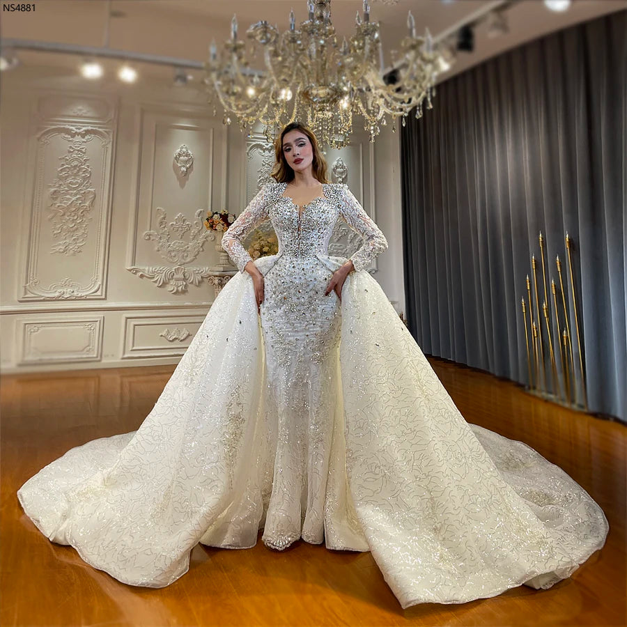 mermaid trumpet wedding dresses Beaded Dress with Detachable Train Elegant Bri – Elsi John Asgosdo Lounge Dresses for SWATCH_62068__PINK_LILAC better to have fun Size:34 (FR)