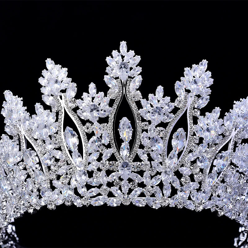 Sparkling silver wedding tiara with detailed crystal embellishments for brides.