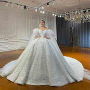 Elegant Beaded A-Line Wedding Dress with Delicate Embellishments and Flowing Skirt