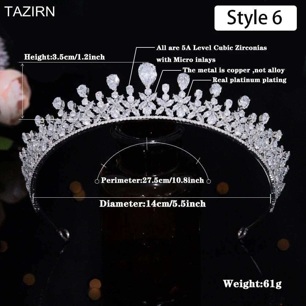 Dimension diagram for a 61g 5A level micro-inlaid cubic zirconia tiara band, featuring a 3.5cm center height and 27.5cm total perimeter.