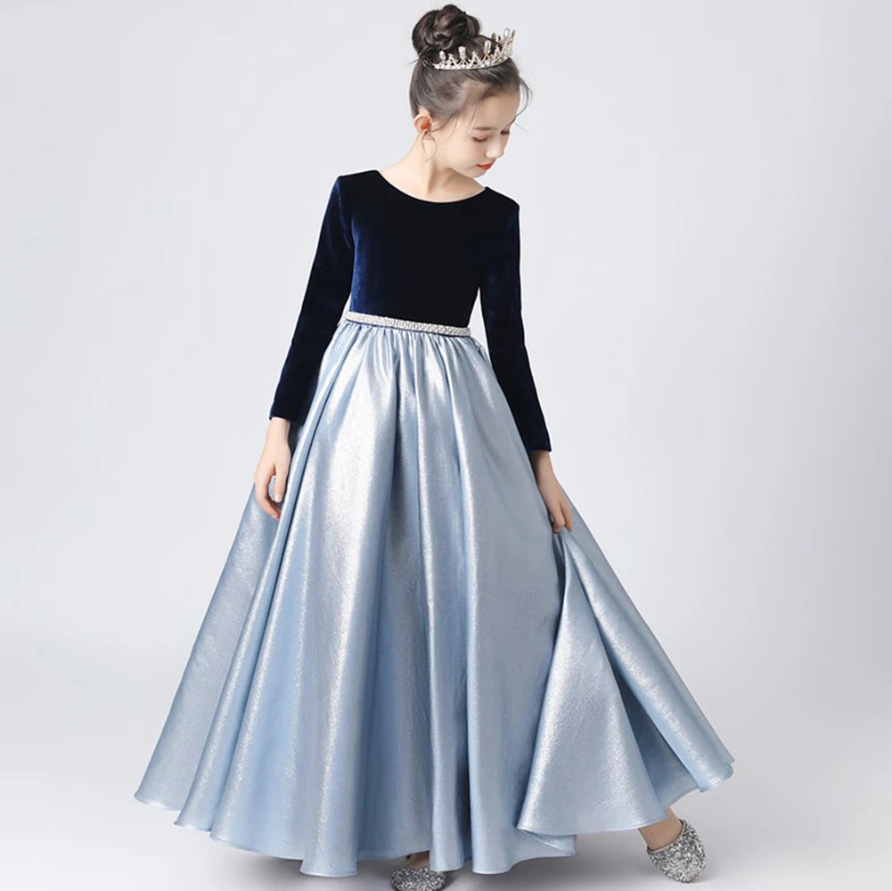 Princess Flower Girls Long Sleeve Dress Pageant Gown