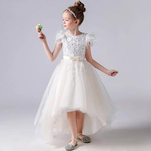 Sequinned Hi-Lo Girls Formal Birthday Party Gown