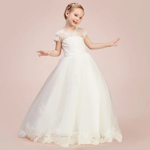 Princess Tulle Junior Girl Short Sleeve Party Dress