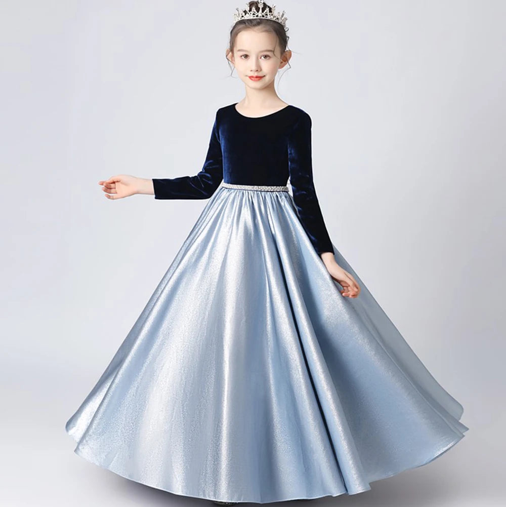 Princess Flower Girls Long Sleeve Dress Pageant Gown