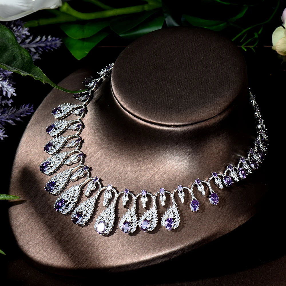 Buy Purple Baroque Crystal Necklace & Earrings Set, Purple Jewelry Set  Online in India - Etsy