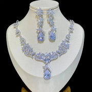 Sparkly Zircon Crystal Bridal Necklace & Earring Set – Wedding Jewelry for Women