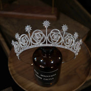 Luxury Women's Crystal Bridal Tiara - Flower Headdress with AAA Zirconia