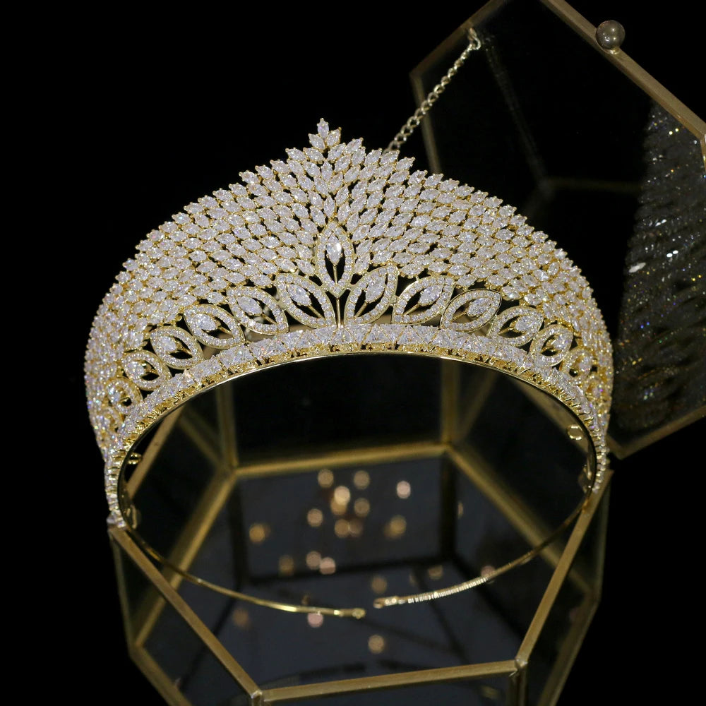 Luxury Gold Crystal Tiara – Bridal Crown & Wedding Headdress