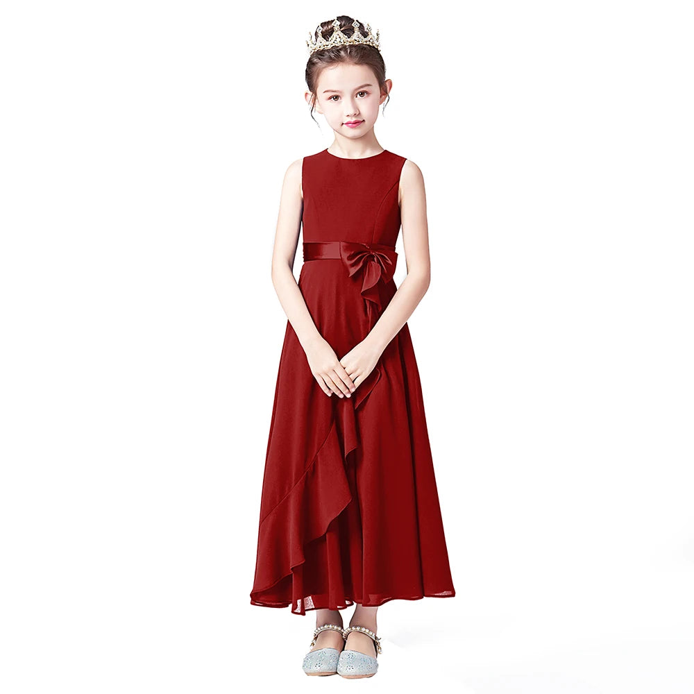 Junior Bridesmaid For Teens Ankle-Length Flower Girl Dresses For Wedding Party Kids Gowns