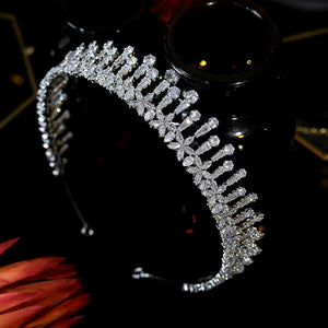 Fashion Flower Cubic Zirconia Bridal Crown