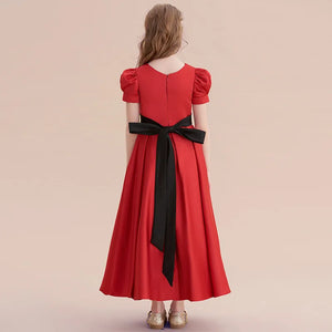 Vintage Red Long Formal Party Girls Gown Party Dress