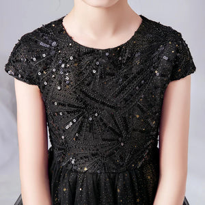 Sparkly Sequins Black Flower Girl Dress Princess Gown