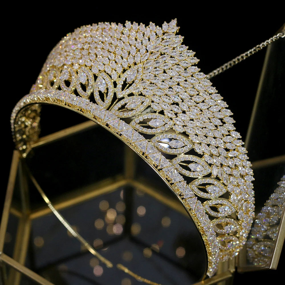 Luxury Gold Crystal Tiara – Bridal Crown & Wedding Headdress