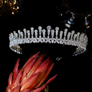 Fashion Flower Cubic Zirconia Bridal Crown